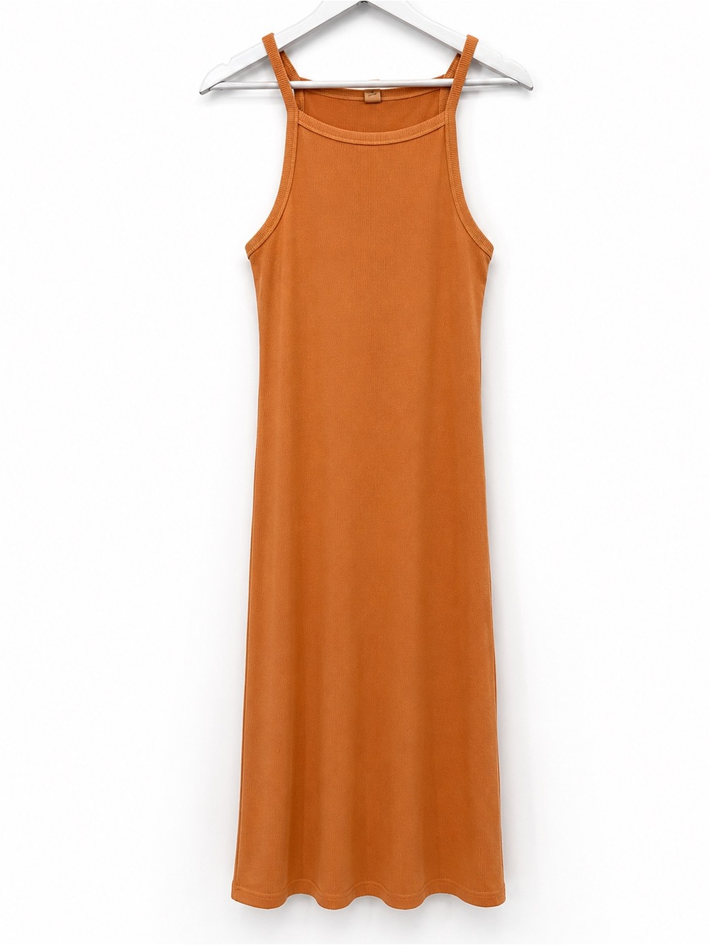 Old Navy Orange Cotton Ribbed Midi Dress Size Medium Knit Summer